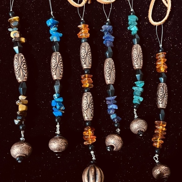 Handcrafted Genuine Stone Ornaments Lapis, Tiger Eye, Amethyst, Amber, Malachite - Picture 4 of 8